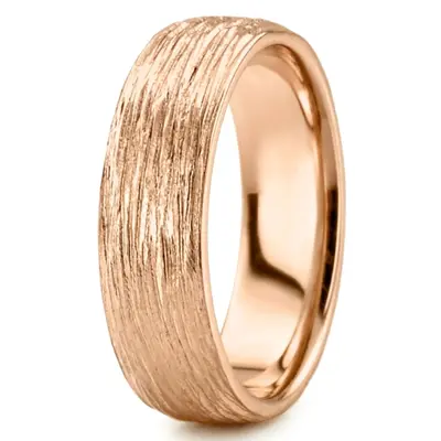 7mm Unique Carved Texture Wedding Ring in Rose Gold - view 6 of 6