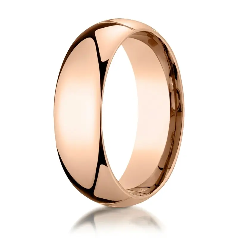 10K pink gold 7mm. high polish Plain-Dome-Comfort-Fit-Wedding-Band - alternate view 19