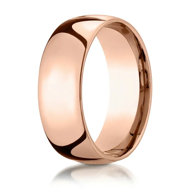 10K pink gold 8mm. high polish Plain-Dome-Comfort-Fit-Wedding-Band - alternate view 22