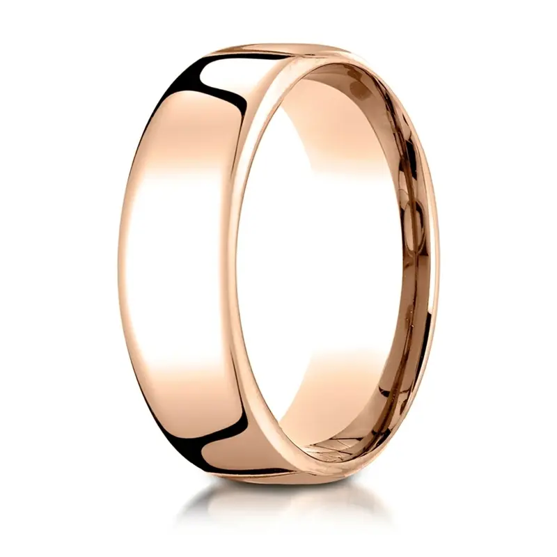 10K pink gold 7mm. high polish Modern-Comfort-Fit-Wedding-Band - alternate view 15