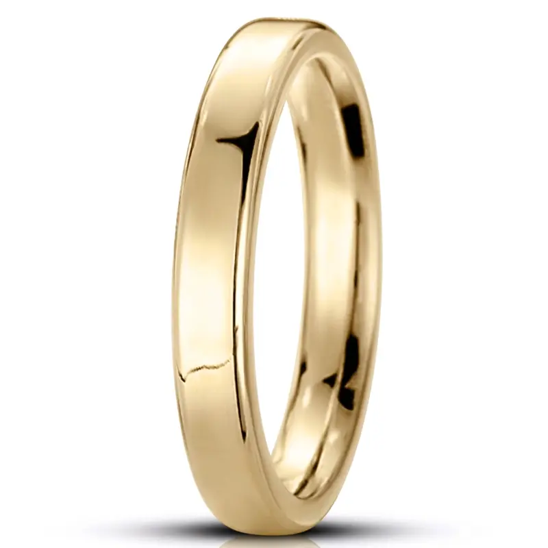 10K yellow gold 3.5mm. high polish soft-edge-flat-comfort-fit-wedding-band - alternate view 2