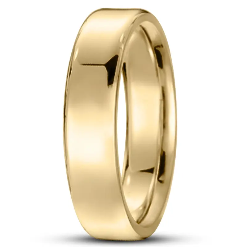 10K yellow gold 5.5mm. high polish soft-edge-flat-comfort-fit-wedding-band - alternate view 8