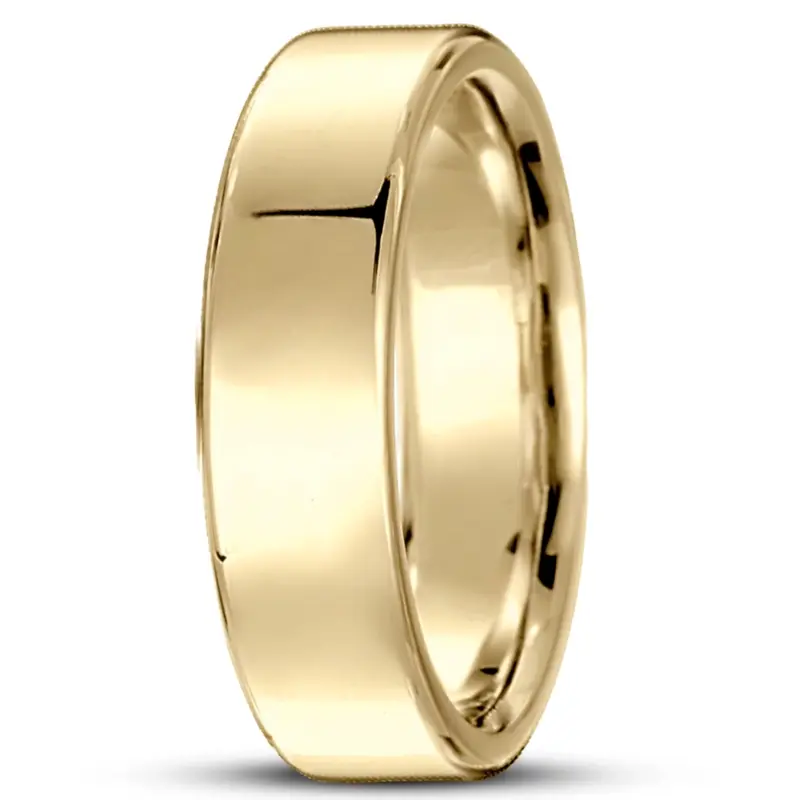 10K yellow gold 6.5mm high polish soft-edge-flat-comfort-fit-wedding-band - alternate view 11