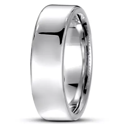 10K white gold 7.5mm. high polish soft-edge-flat-comfort-fit-wedding-band - alternate view 13 thumbnail