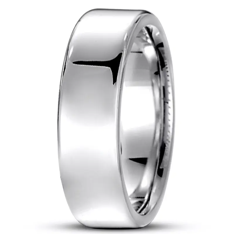 10K white gold 7.5mm. high polish soft-edge-flat-comfort-fit-wedding-band - alternate view 13