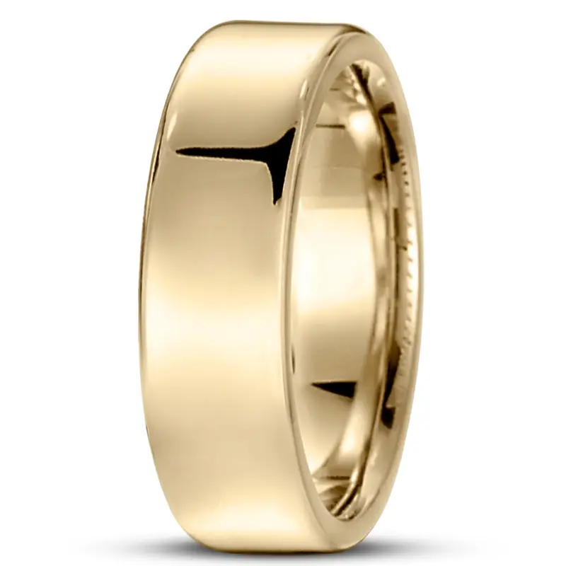 10K yellow gold 7.5mm. high polish soft-edge-flat-comfort-fit-wedding-band - alternate view 14