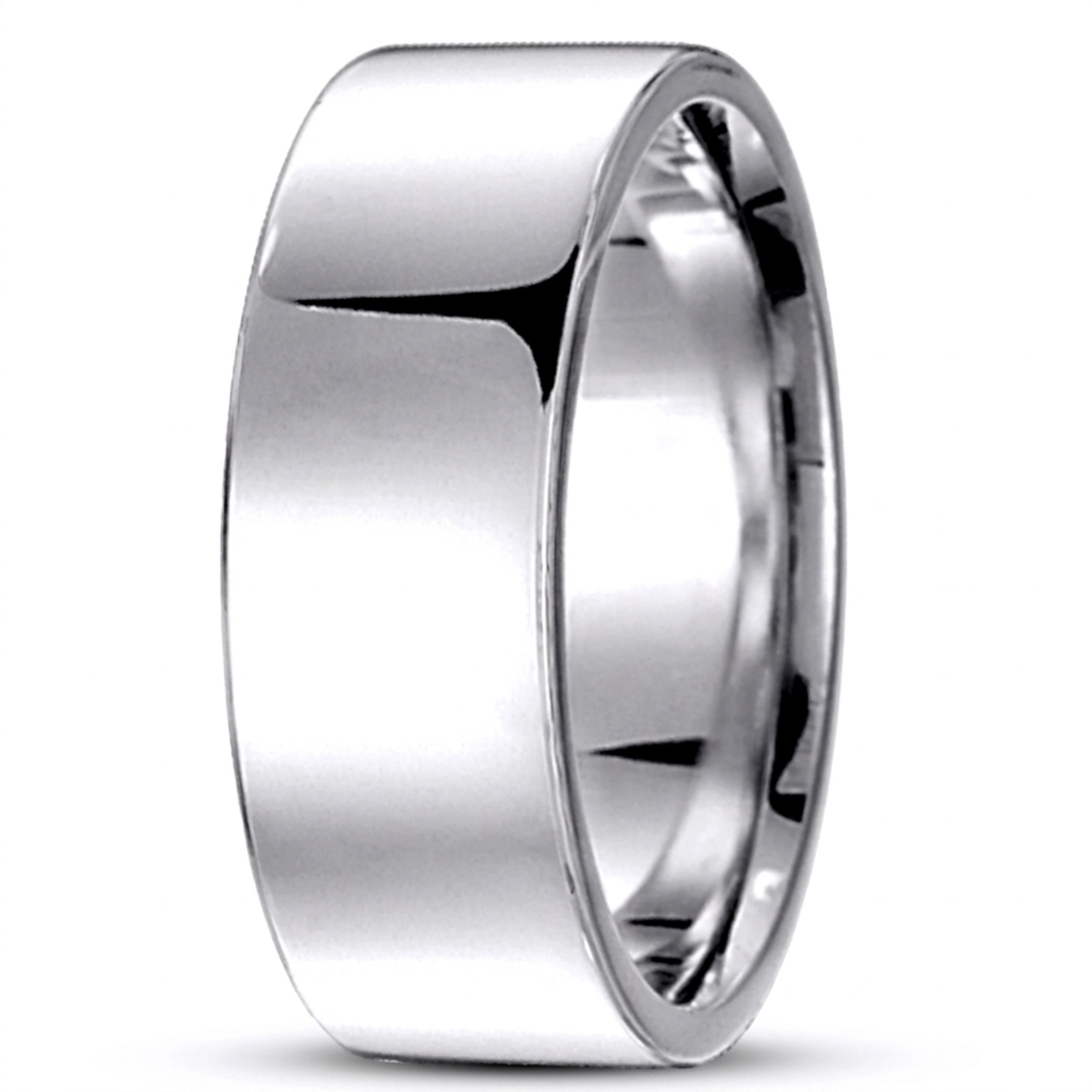 10K white gold 8.5mm. high polish soft-edge-flat-comfort-fit-wedding-band - alternate view 16