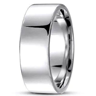 10K white gold 8.5mm. high polish soft-edge-flat-comfort-fit-wedding-band - alternate view 16 thumbnail