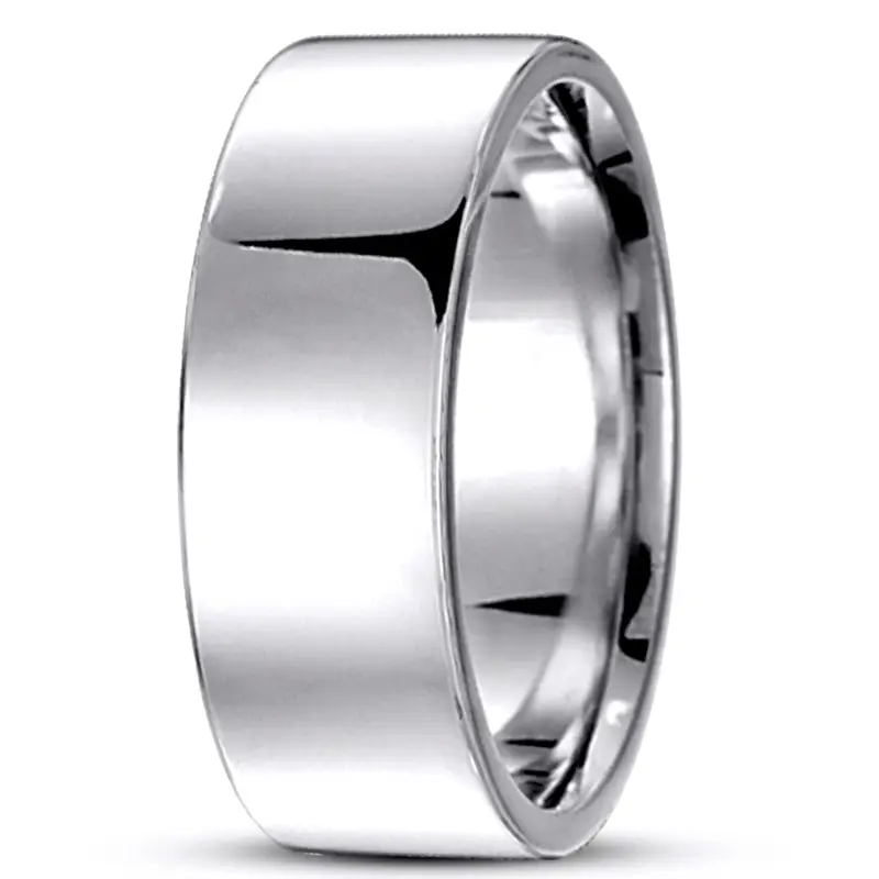 10K white gold 8.5mm. high polish soft-edge-flat-comfort-fit-wedding-band - alternate view 16
