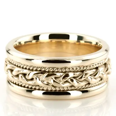 10K yellow gold 9.5mm. high polish hand-made-wedding-ring - alternate view 8 thumbnail
