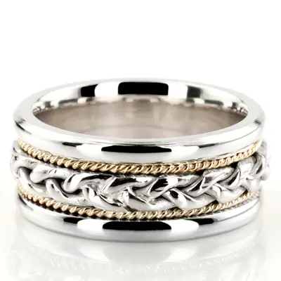 10K w-y-w-y-w gold 8.5mm. high polish hand-made-wedding-ring - alternate view 14 thumbnail