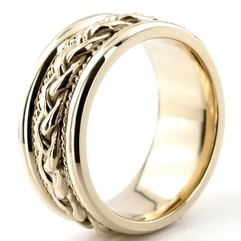 14K yellow gold 9.5mm. high polish hand-made-wedding-ring - alternate view 12
