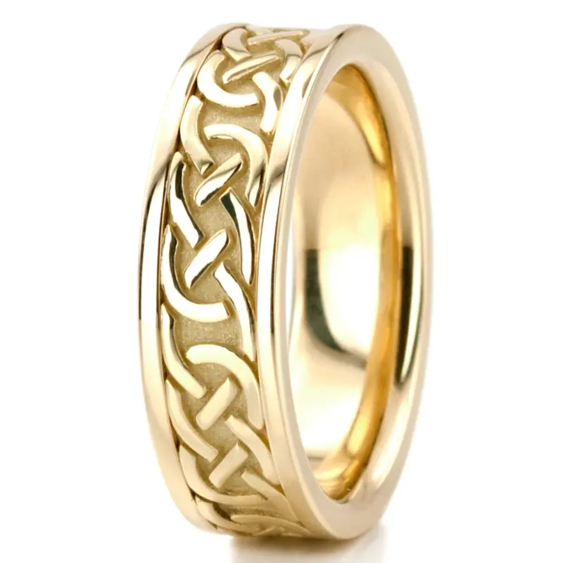 18K yellow gold 6mm. high polish hand-made-celtic-wedding-band - alternate view 5