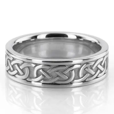 10K white gold 6mm. high polish hand-made-celtic-wedding-band - alternate view 2 thumbnail