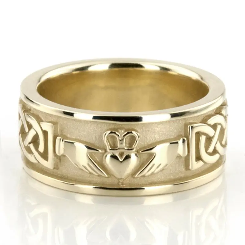 10K yellow gold 8mm. high polish Claddagh-Cletic-Knot-Wedding-Ring - alternate view 2