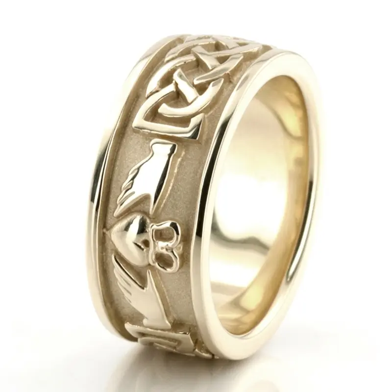 10K yellow gold 8mm. high polish Claddagh-Cletic-Knot-Wedding-Ring - alternate view 4