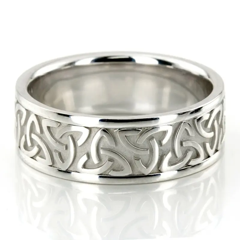 10K white gold 8mm. high polish hand-made-celtic-wedding-band - main view