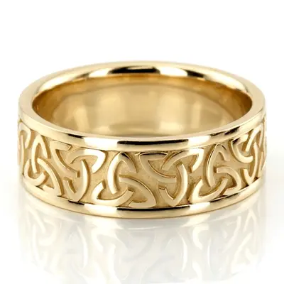 10K yellow gold 8mm. high polish hand-made-celtic-wedding-band - alternate view 4 thumbnail