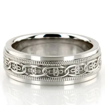 10K white gold 6mm. high polish hand-made-celtic-wedding-band - main view thumbnail