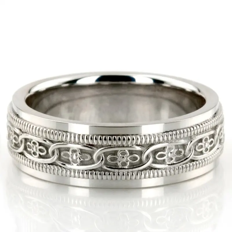 18K white gold 6mm. high polish hand-made-celtic-wedding-band - alternate view 2