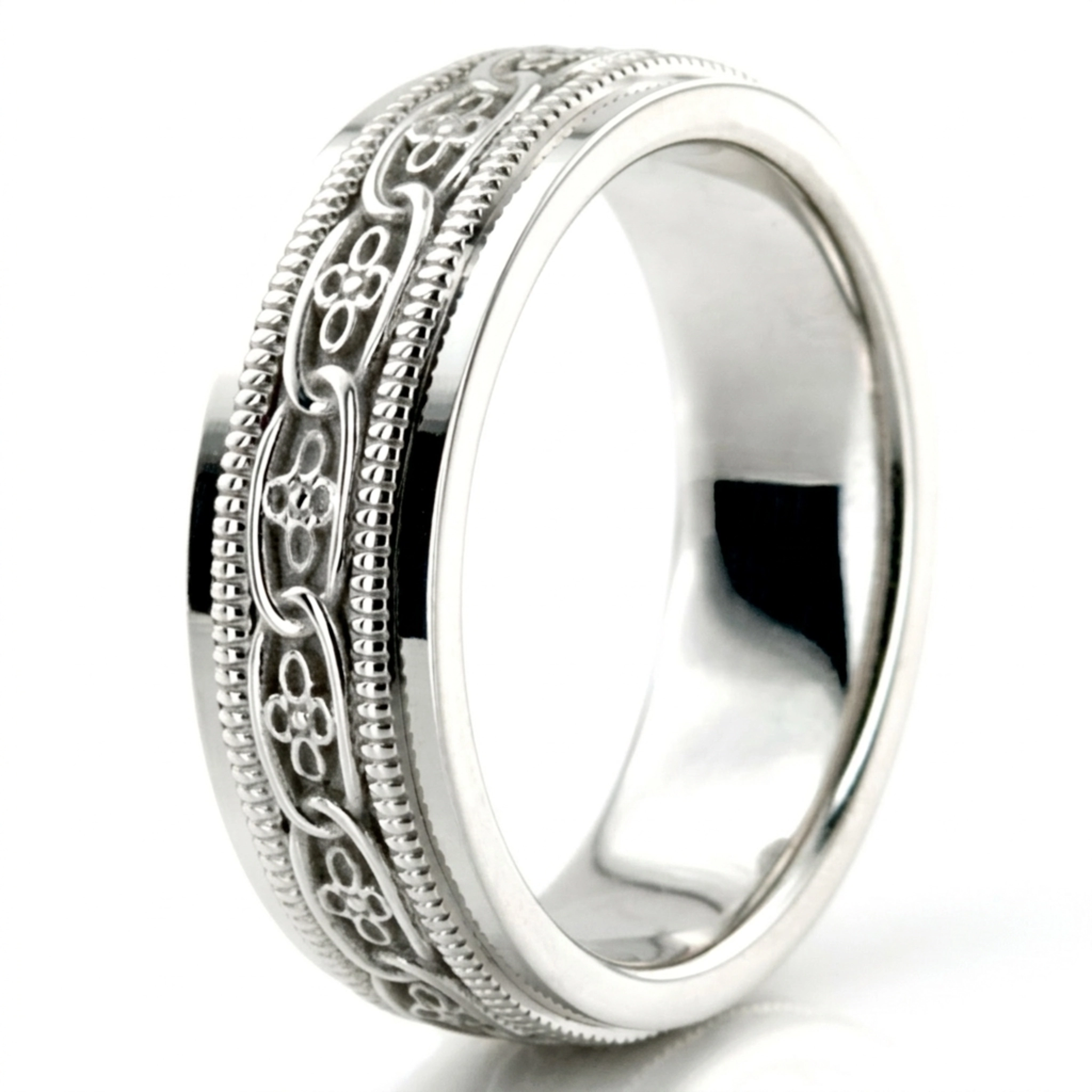 10K white gold 6mm. high polish hand-made-celtic-wedding-band - alternate view 5