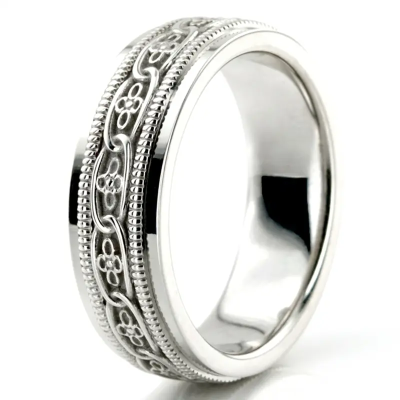 18K white gold 6mm. high polish hand-made-celtic-wedding-band - alternate view 5