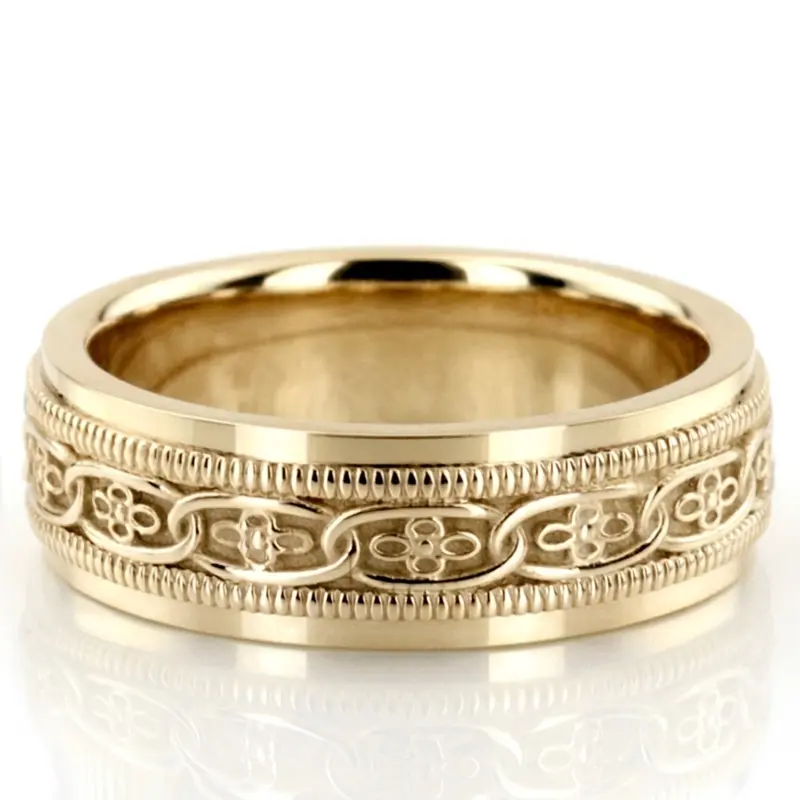 18K yellow gold 6mm. high polish hand-made-celtic-wedding-band - alternate view 4