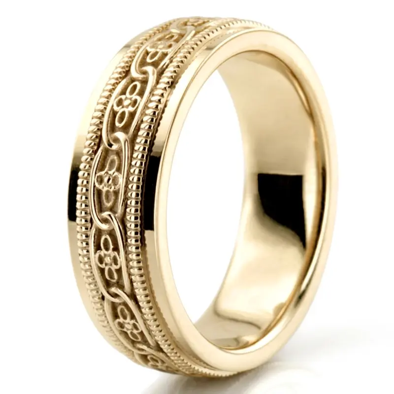 18K yellow gold 6mm. high polish hand-made-celtic-wedding-band - alternate view 6
