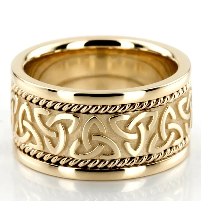 10K yellow gold 11mm. high polish hand-made-celtic-wedding-band - alternate view 4