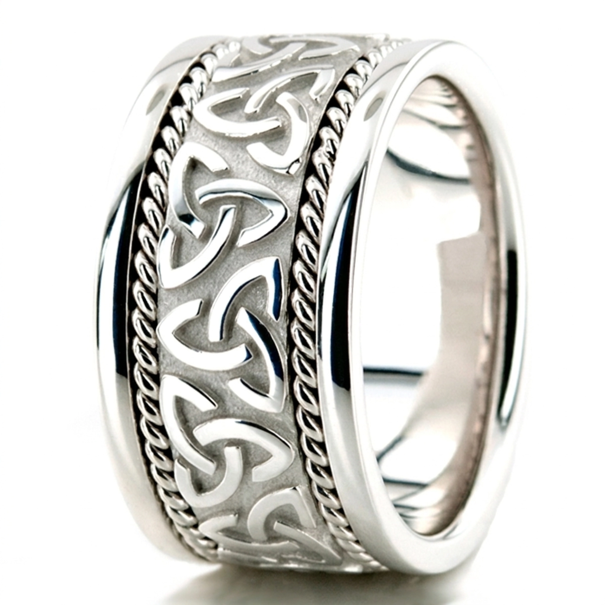 10K white gold 11mm. high polish hand-made-celtic-wedding-band - alternate view 7
