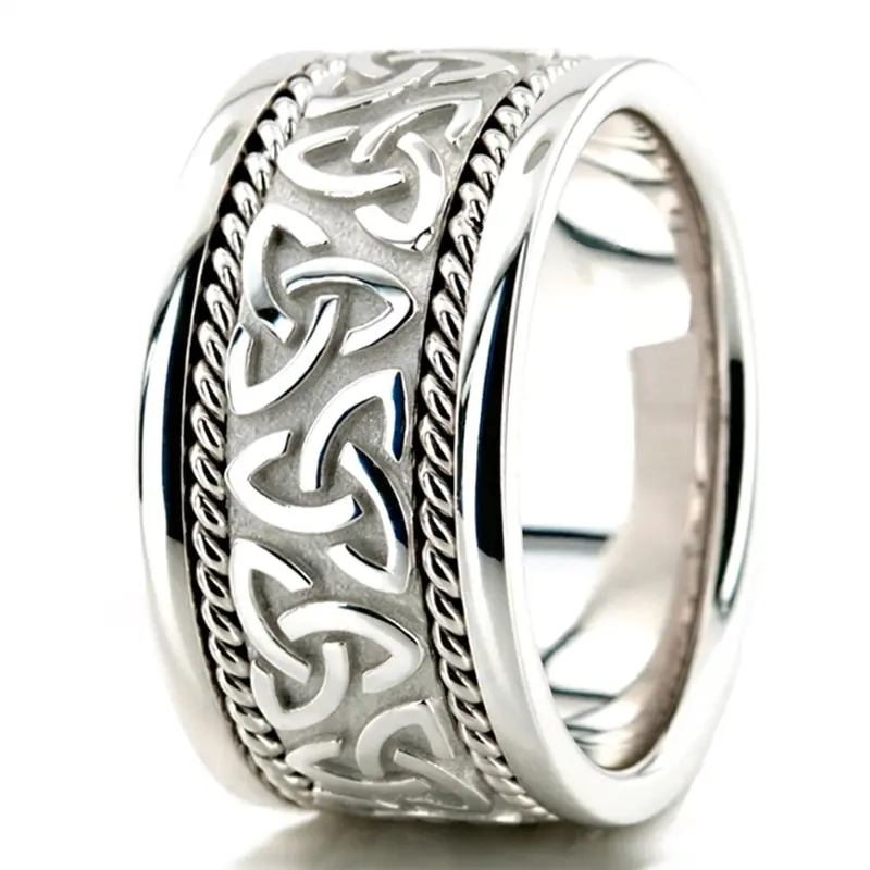 10K white gold 11mm. high polish hand-made-celtic-wedding-band - alternate view 7