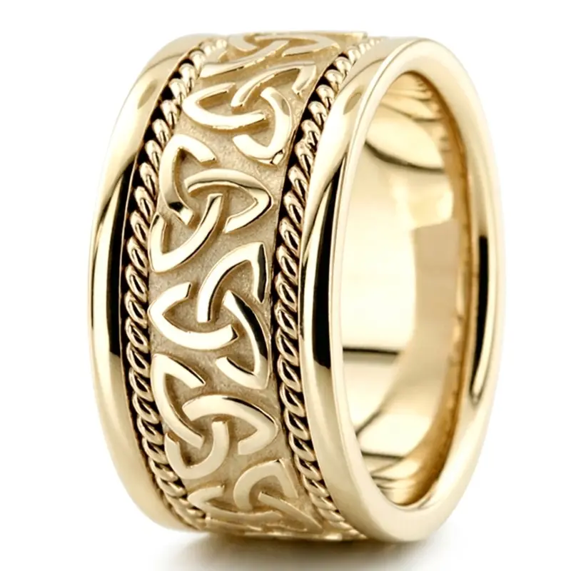 10K yellow gold 11mm. high polish hand-made-celtic-wedding-band - alternate view 8