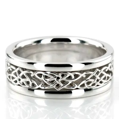 10K white gold 8mm. high polish hand-made-celtic-wedding-band - main view thumbnail