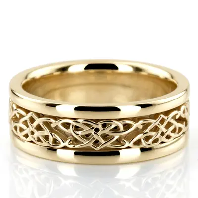 10K yellow gold 8mm. high polish hand-made-celtic-wedding-band - alternate view 3 thumbnail