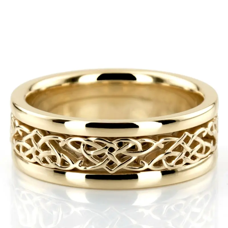 14K yellow gold 8mm. high polish hand-made-celtic-wedding-band - alternate view 2