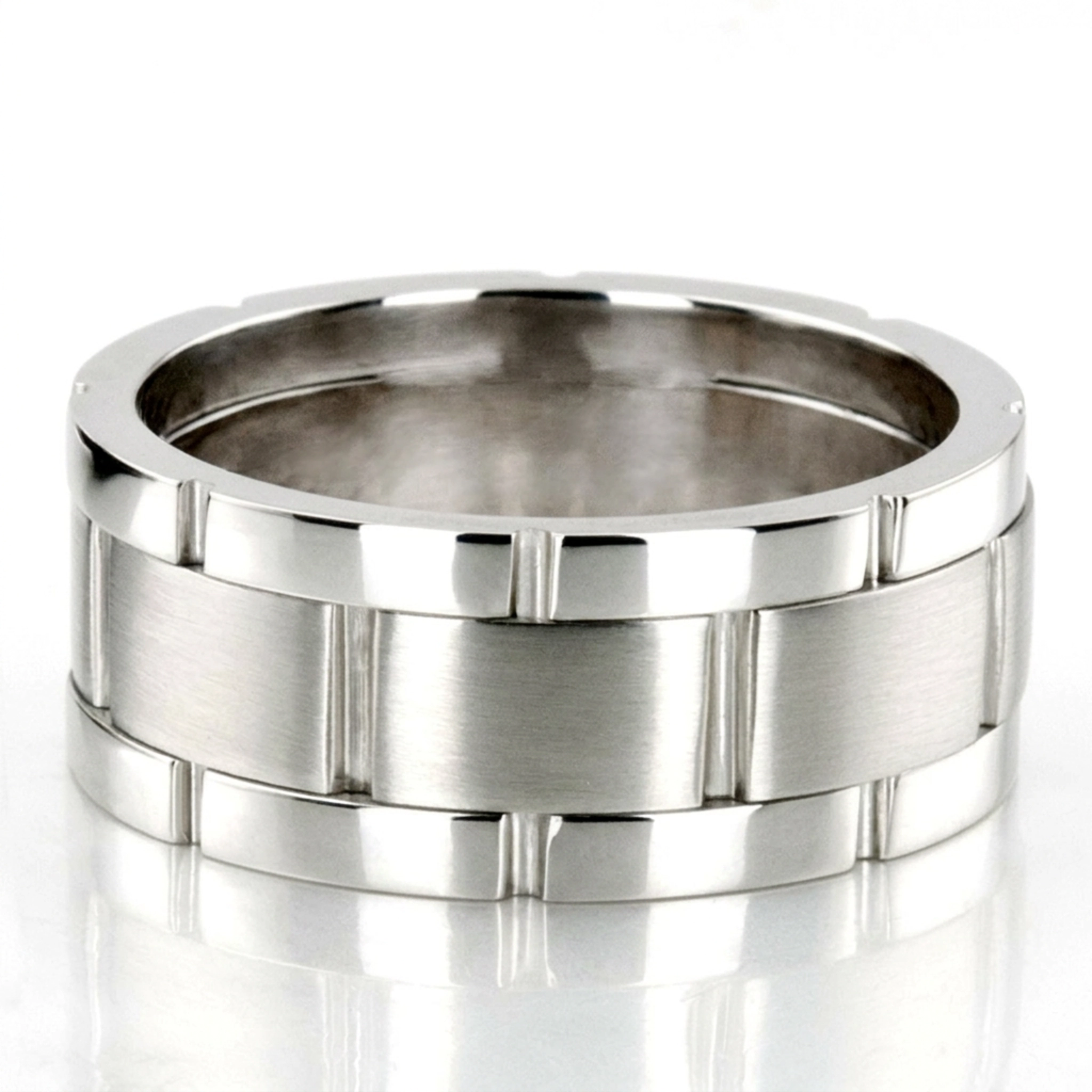 10K white gold 8mm. satin finish hand-made-wedding-band - alternate view 10