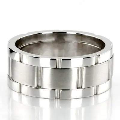 10K white gold 8mm. satin finish hand-made-wedding-band - alternate view 10 thumbnail