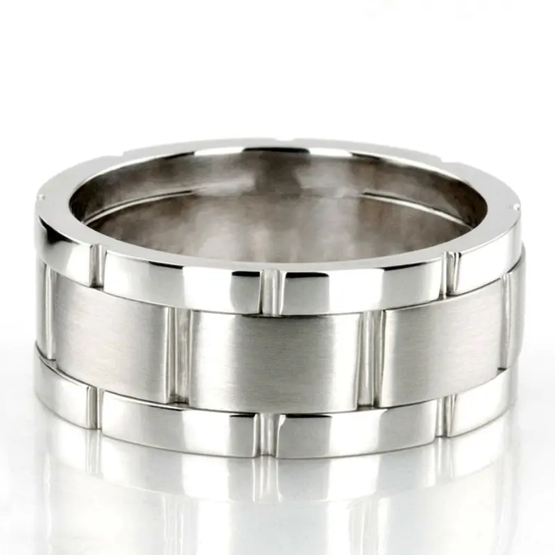 14K white gold 8mm. satin finish hand-made-wedding-band - alternate view 10