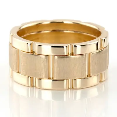 10K yellow gold 10mm. cross satin hand-made-wedding-band - alternate view 4 thumbnail
