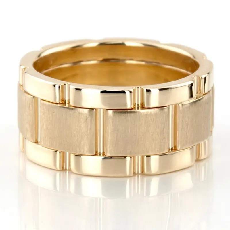 14K yellow gold 10mm. cross satin hand-made-wedding-band - alternate view 3