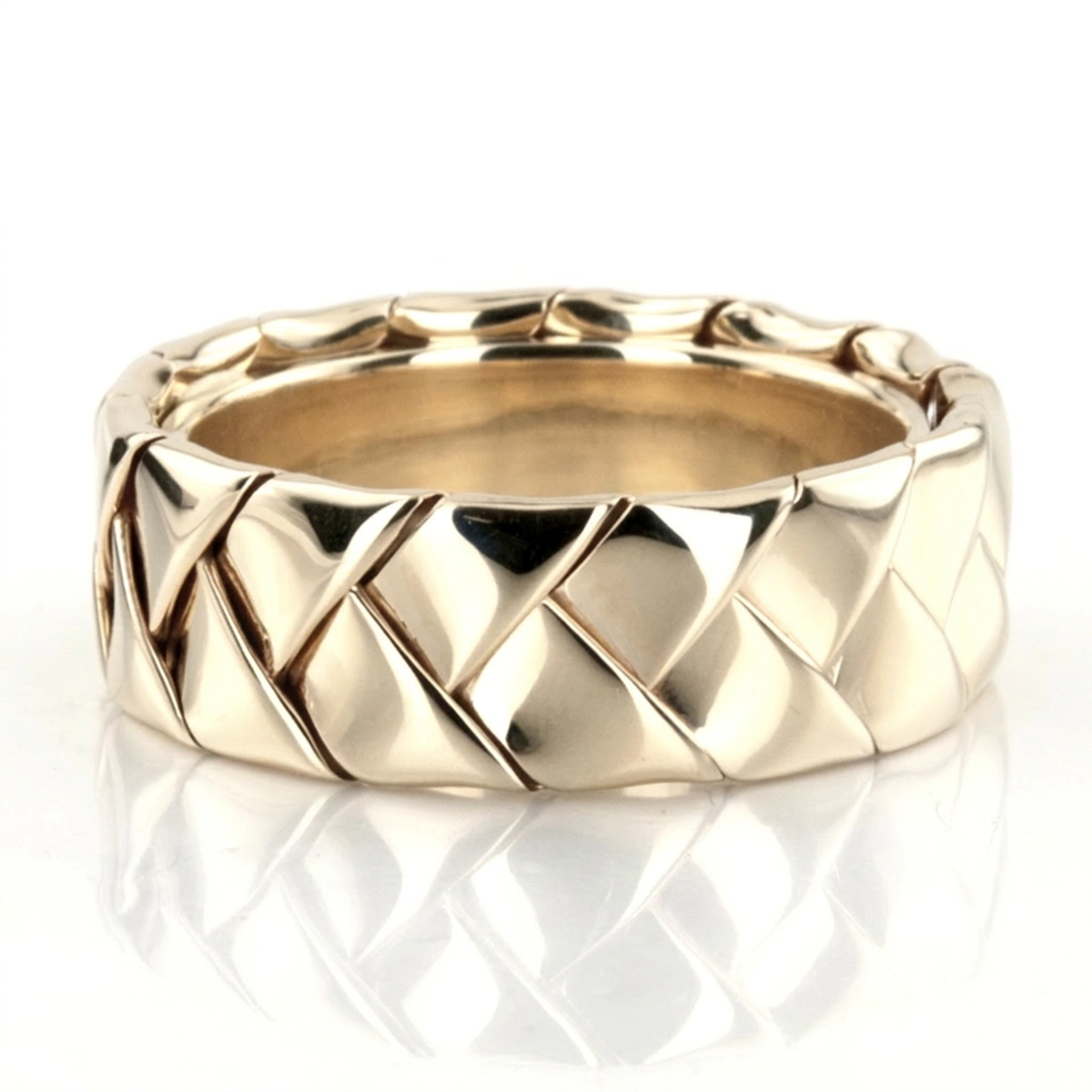 10K yellow gold 8mm. high polish hand-made-hand-woven-wedding-band - alternate view 4