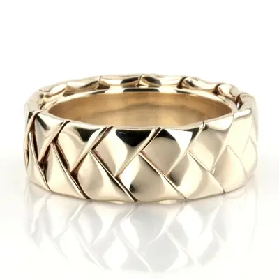 10K yellow gold 8mm. high polish hand-made-hand-woven-wedding-band - alternate view 4 thumbnail