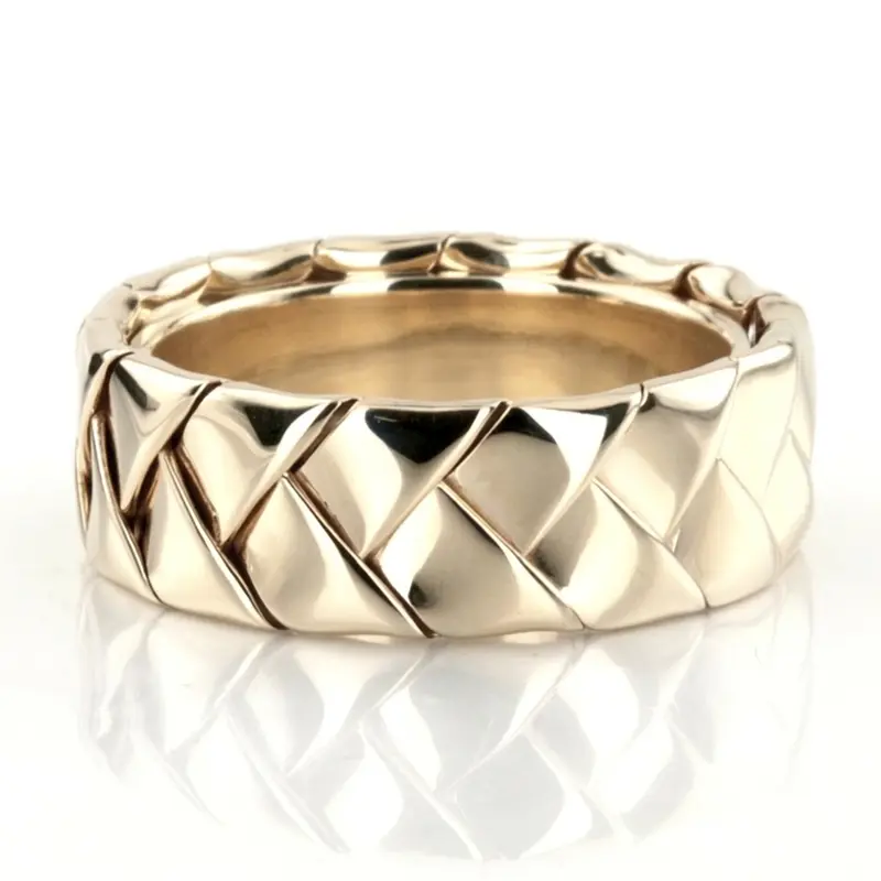 10K yellow gold 8mm. high polish hand-made-hand-woven-wedding-band - alternate view 4