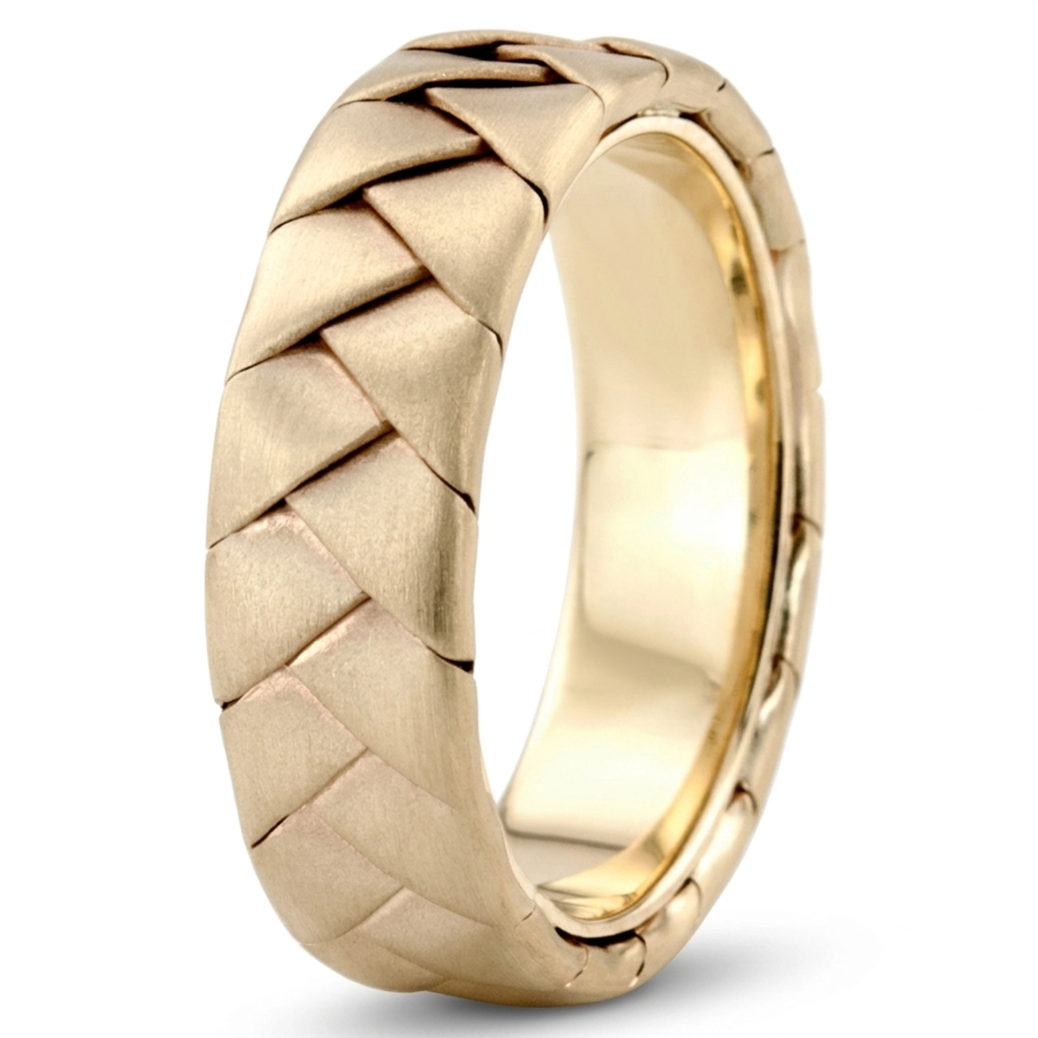10K yellow gold 7mm. satin hand-made-hand-woven-wedding-band - alternate view 6