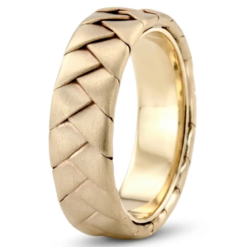 10K yellow gold 7mm. satin hand-made-hand-woven-wedding-band - alternate view 6