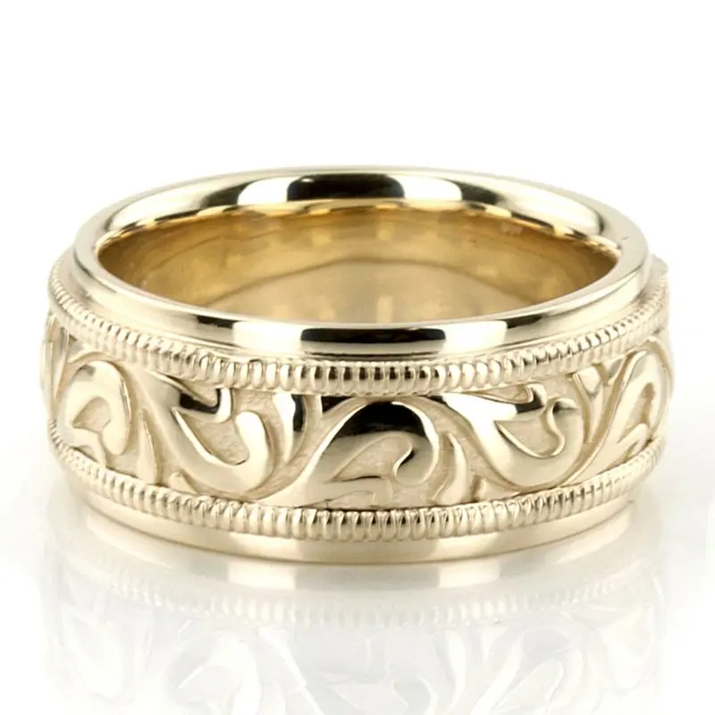 platinum 7.5mm. high polish hand-made-antique-wedding-band - alternate view 2