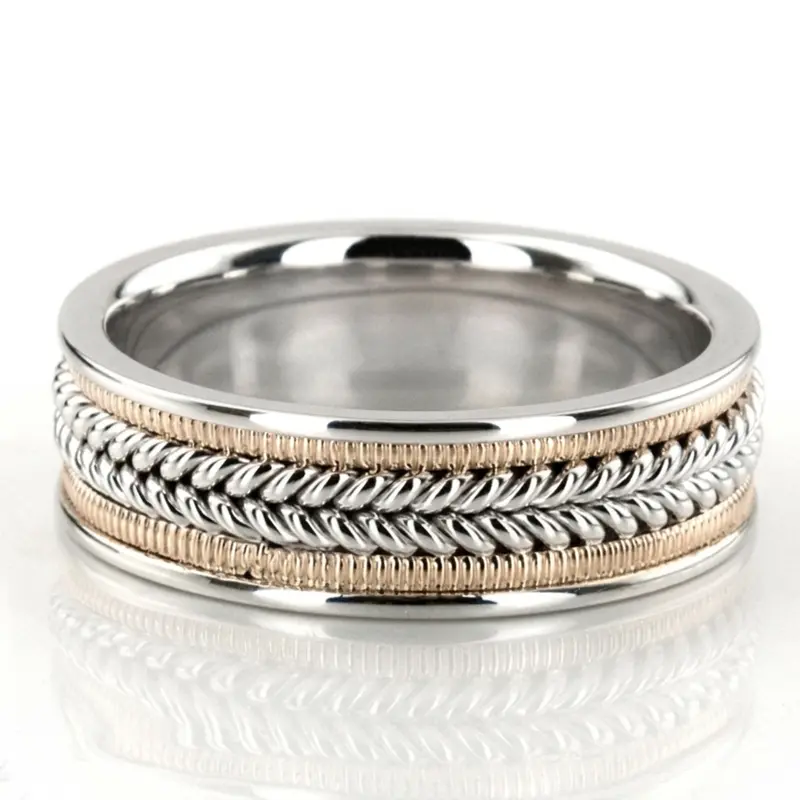 platinum 7mm. high polish hand-made-woven-wedding-band - alternate view 4