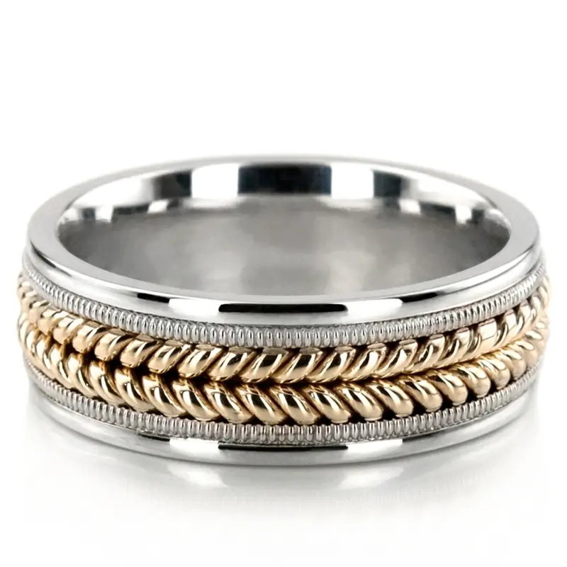 platinum 8mm. high polish hand-made-woven-wedding-band - alternate view 3