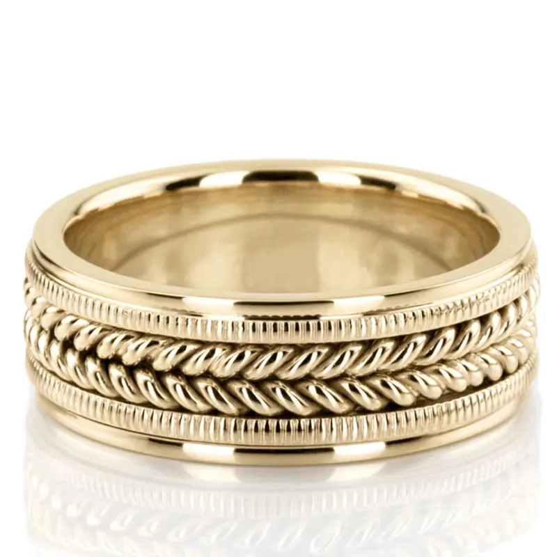 platinum 8mm. high polish hand-made-woven-wedding-band - alternate view 2