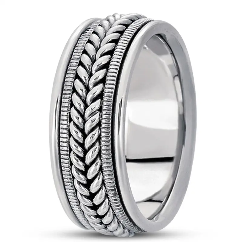 platinum 9mm. high polish hand-made-woven-wedding-band - alternate view 7